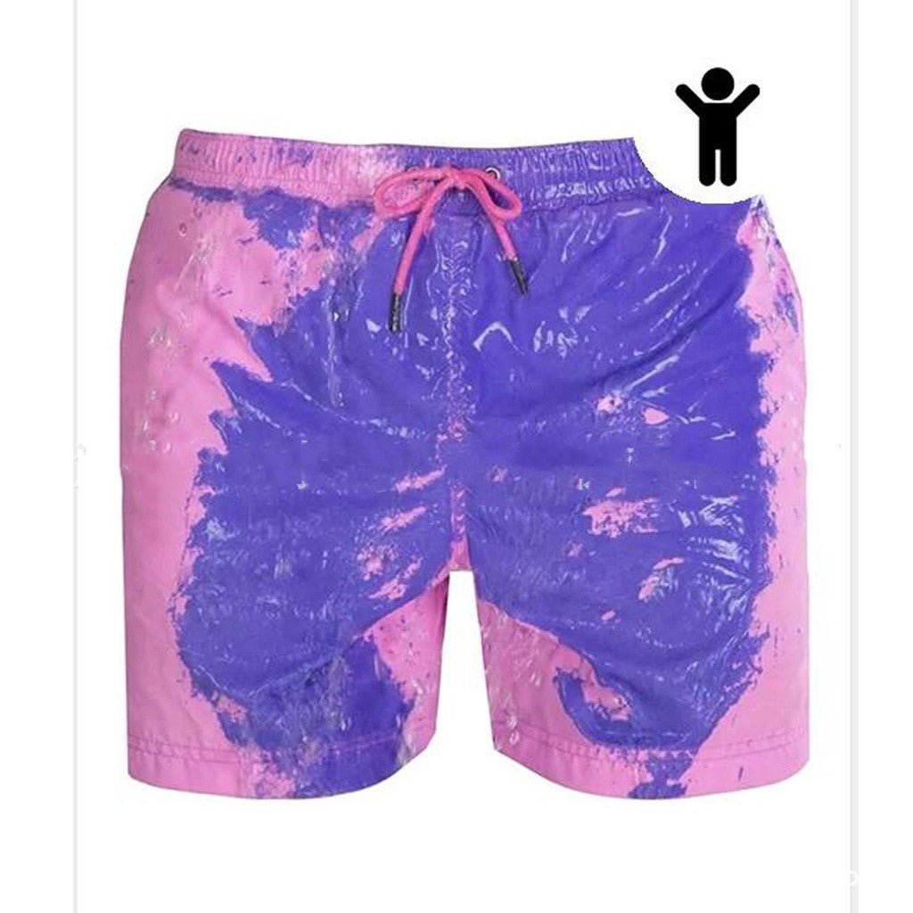 STORAZONE Mens Collections Pink child / 3XL Magical Change Color Beach Shorts Summer Men Swimming Trunks Swimwear Swimsuit Quick Dry bathing shorts Beach Pant