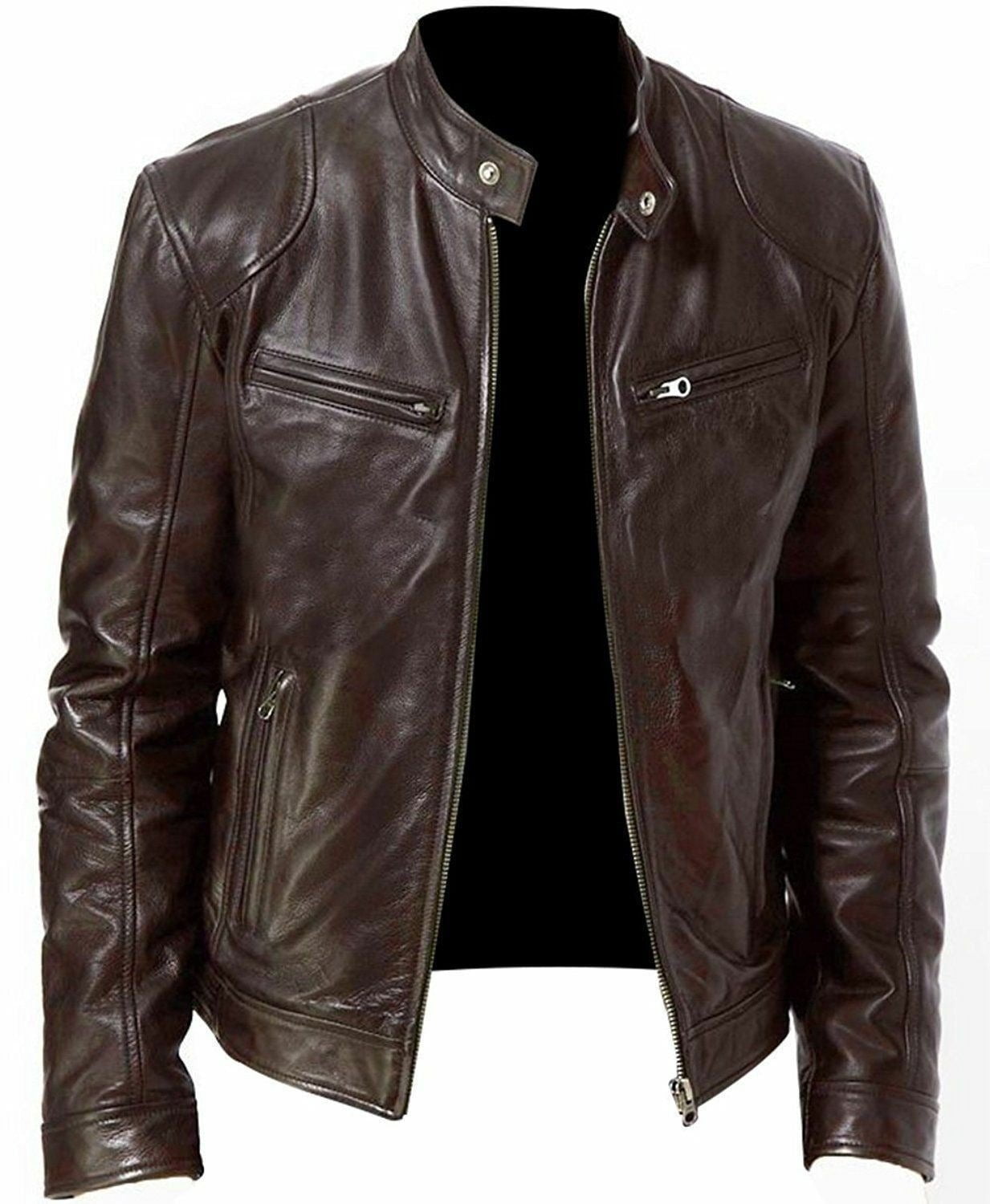 STORAZONE Mens Collections PU Leather Jacket Slim Leather Jacket