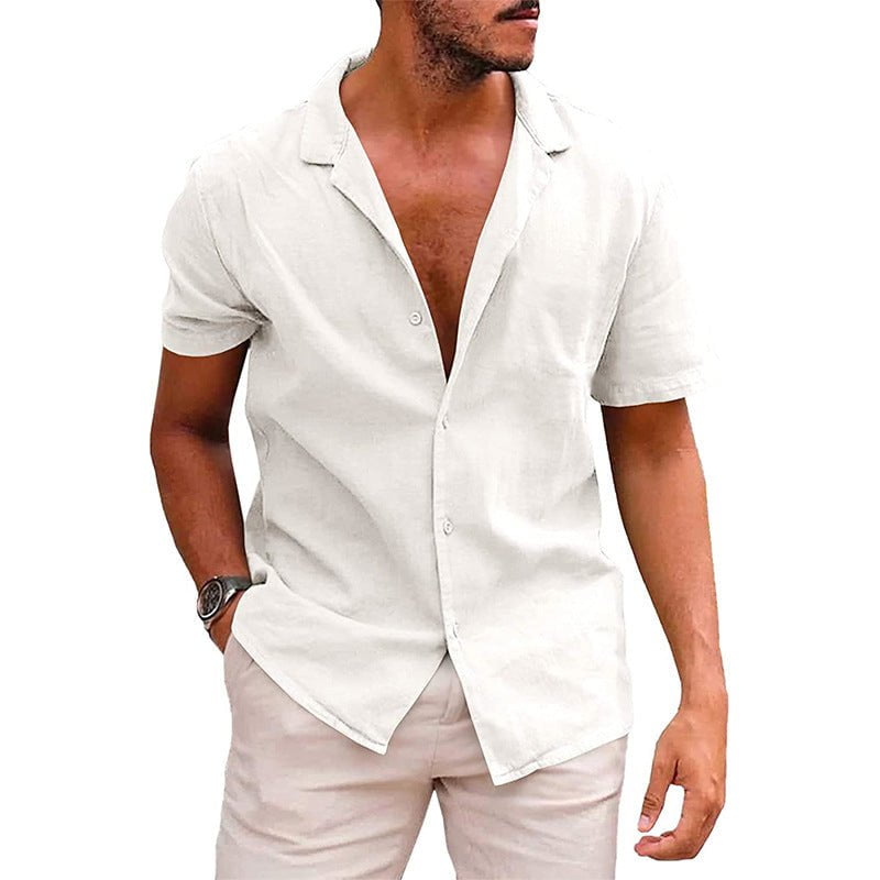 STORAZONE Mens Collections White / L Men's Tops Casual Button Down Shirt Short Sleeve Beach Shirt Summer