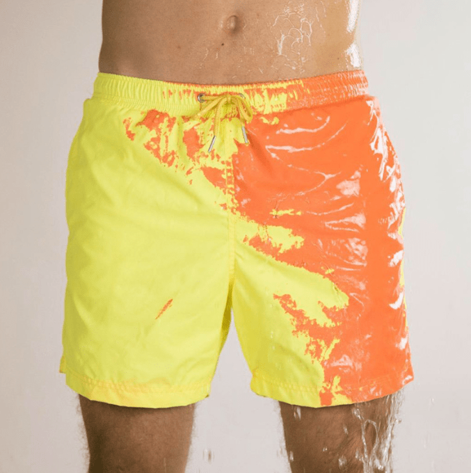 STORAZONE Mens Collections Yellow / 3XL Magical Change Color Beach Shorts Summer Men Swimming Trunks Swimwear Swimsuit Quick Dry bathing shorts Beach Pant