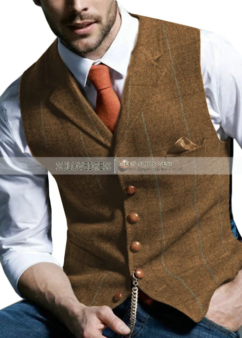 Storazone Mens Suit Vest Notched Plaid Wool Herringbone Tweed Waistcoat Casual Formal Business Groomman For Wedding Green/Black/Green/Grey