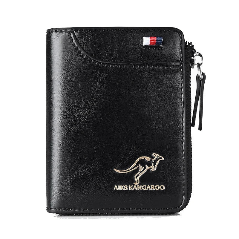 Storazone Mens Wallet Leather Business Card Holder Zipper Purse Luxury Wallets for Men RFID Protection Purses Carteira Masculina Luxury