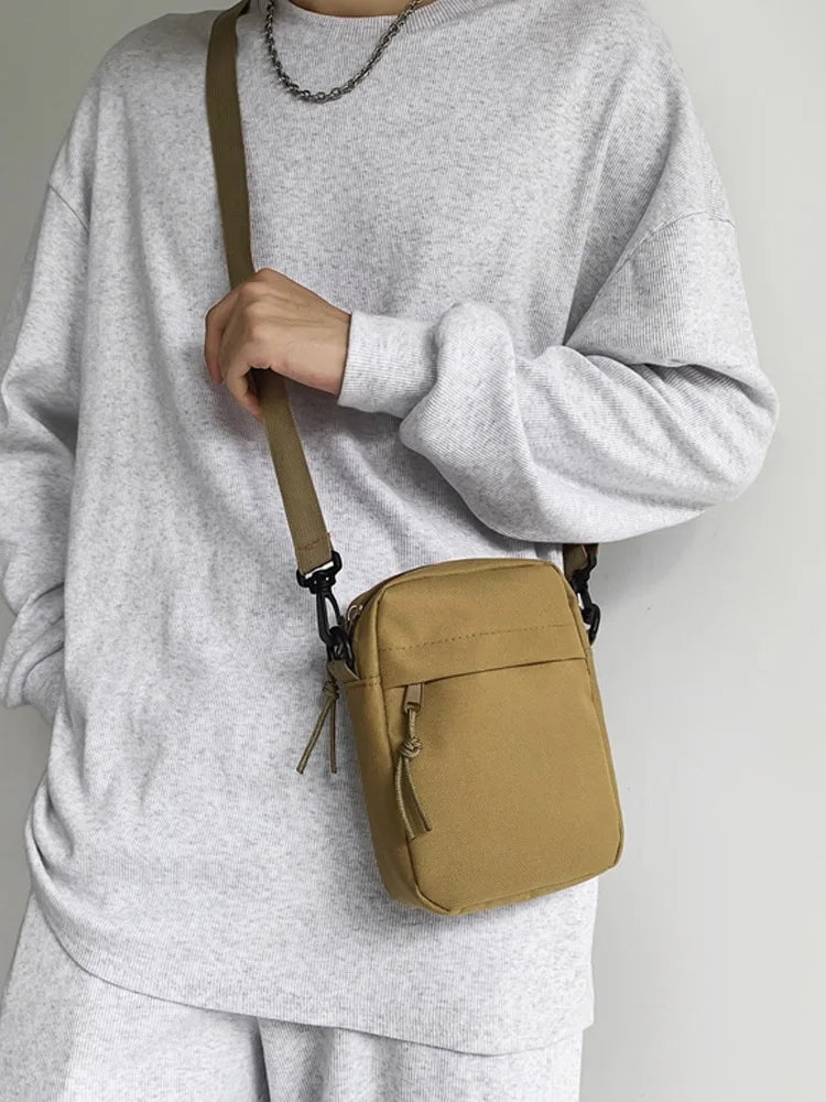 Storazone Messenger Sling Bags For Men Casual Canvas Small Zipper Crossbody Pouch Simple Small Crossbody Shoulder Bag Men Bag