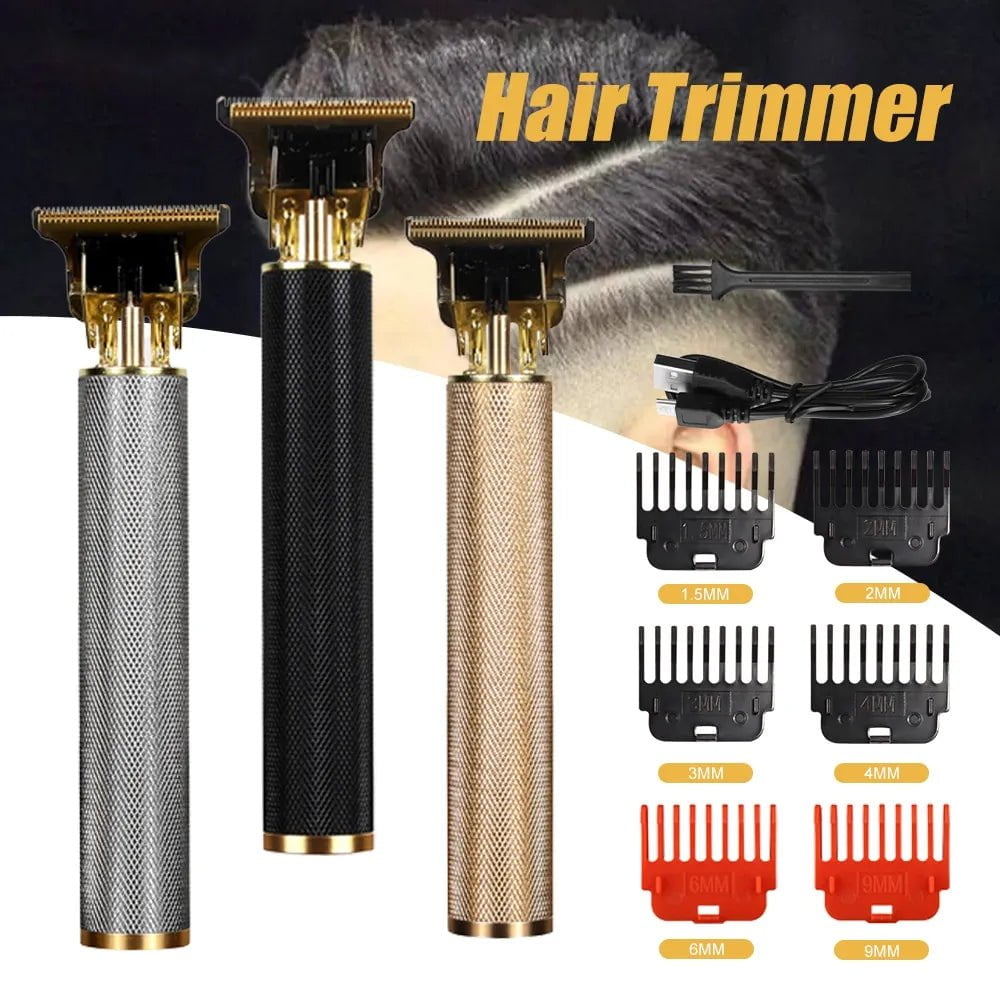 Storazone Metal Vintage T9 Electric Hair Clipper Hair Cutting Machine Professional Electric Shaver Rechargeable Barber Trimmer for Men USB