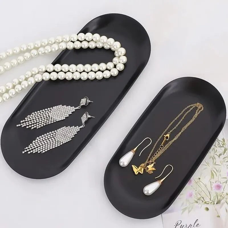 Storazone Metals Stainless Steels Oval Tray Jewellery Storage Shelf Desktop Clutter Organiser Birthday Party Decoration Ornaments