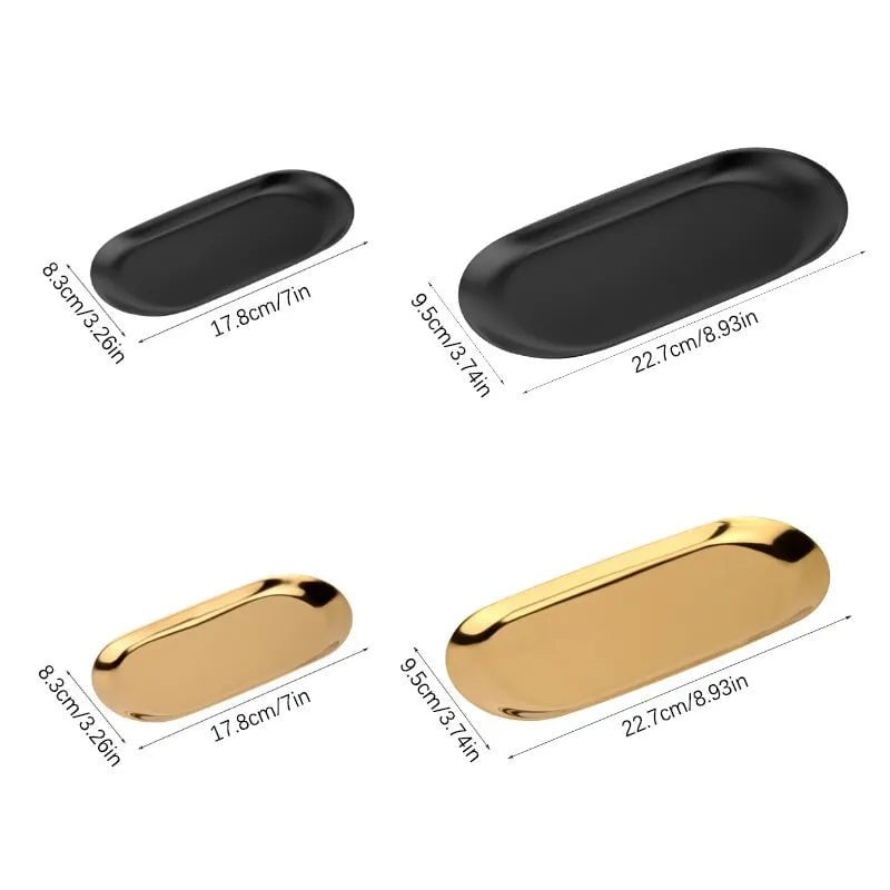 Storazone Metals Stainless Steels Oval Tray Jewellery Storage Shelf Desktop Clutter Organiser Birthday Party Decoration Ornaments