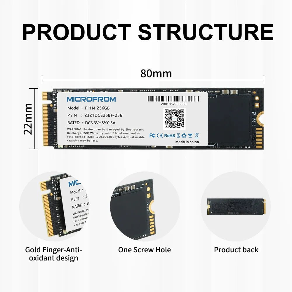 Storazone MicroFrom SSD M2 1TB NVME SSD 512GB 256GB 128GB M.2 2280 PCIe 3.0 Hard Drive Disk Internal Solid State Drive for Laptop Notebook