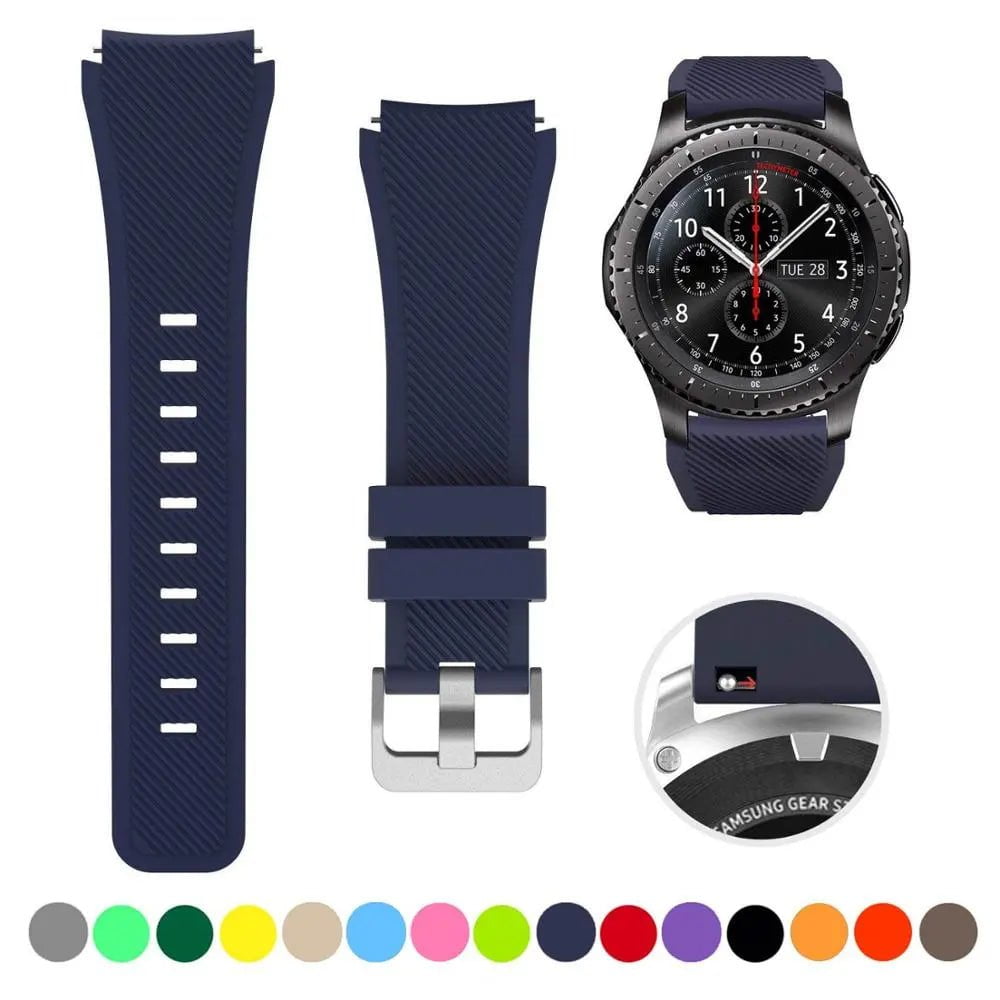 Storazone Midnight Blue 8 / 22mm / CHINA 20mm 22mm Strap For Samsung galaxy watch4 44mm/40mm 5 pro active 2 Gear s3 Silicone Correa bracelet Huawei Watch gt2/3/2e band