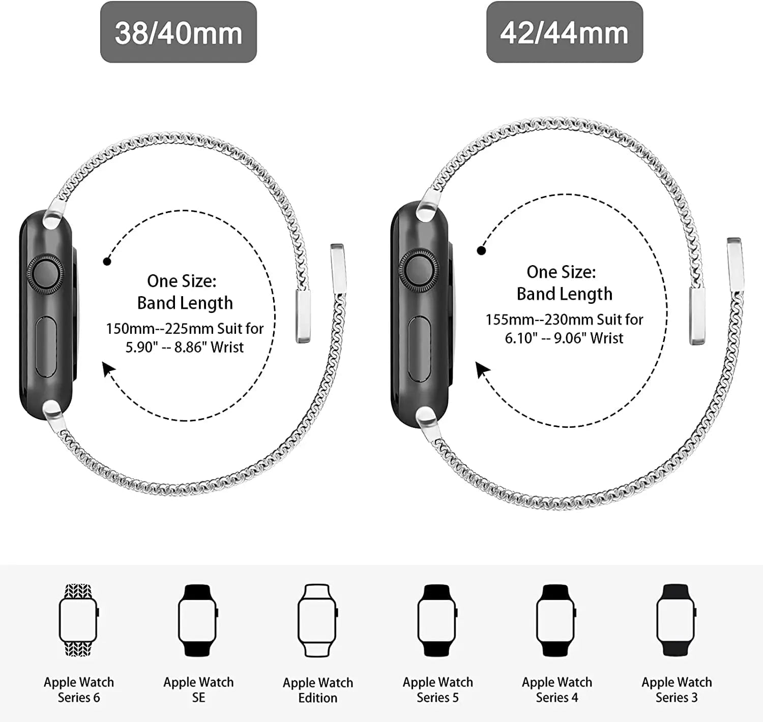 Storazone Milanese Loop For Apple Watch Band 44mm 40mm 45mm 41mm 38mm 42mm 49mm 45 mm belt bracelet iWatch series 7 se 3 5 6 Ultra 8 Strap