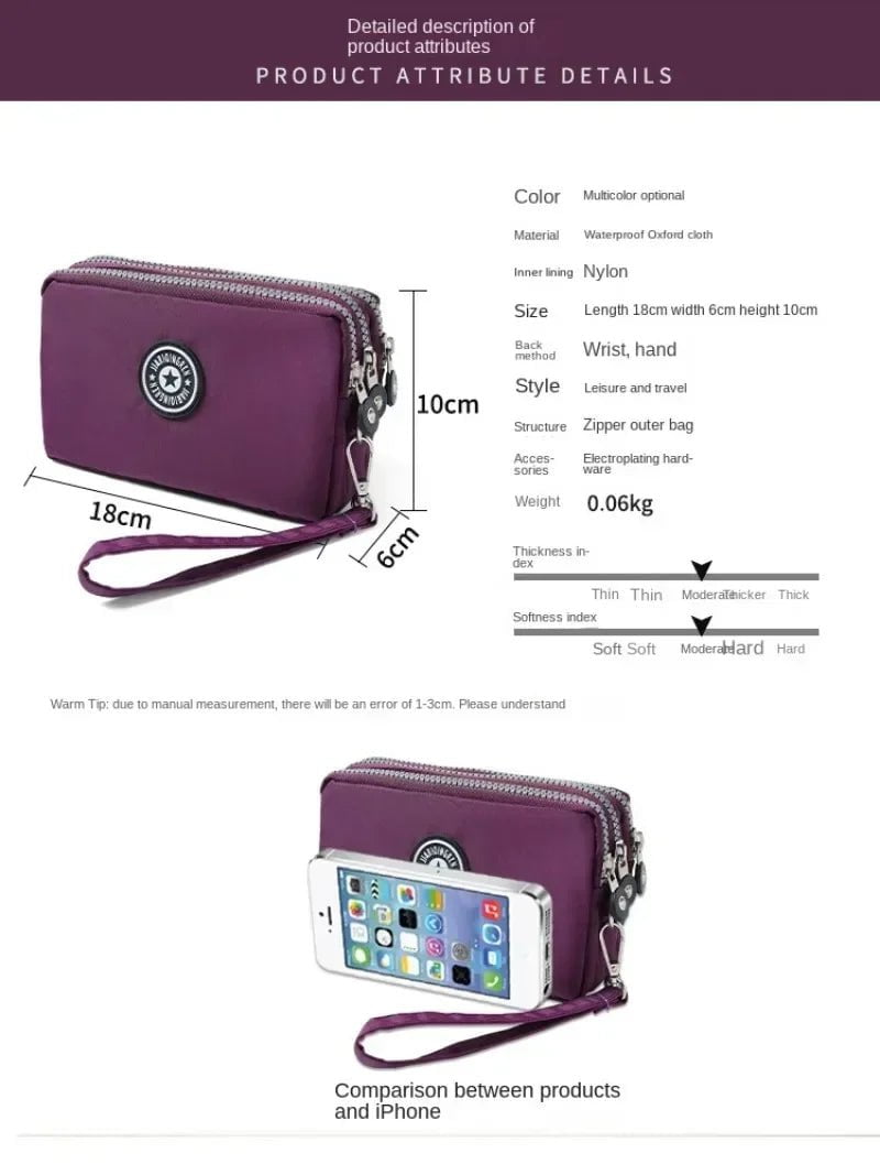 Storazone Mini Bag with Triple Zipped Portable Women Wallets Phone Pouch New Fashion Big Capacity Women Wallet Make-up Bag Coin Purse