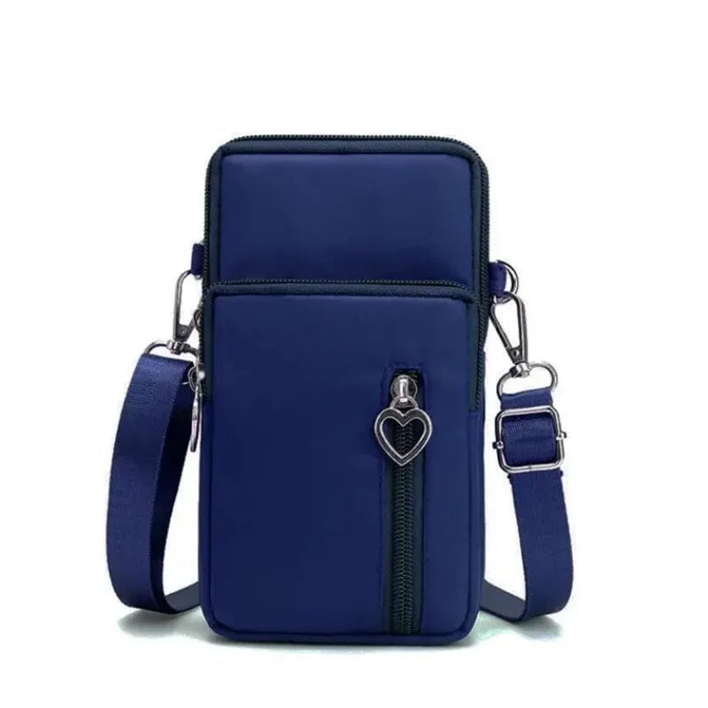 Storazone Mini(Max Length<20cm) / DEEP BLUE Waterproof Mobile Phone Bag Women's Mini Oxford Crossbody Bag Daily Multi-layer Zipper Purse Casual Outdoor Travel Nylon Bag