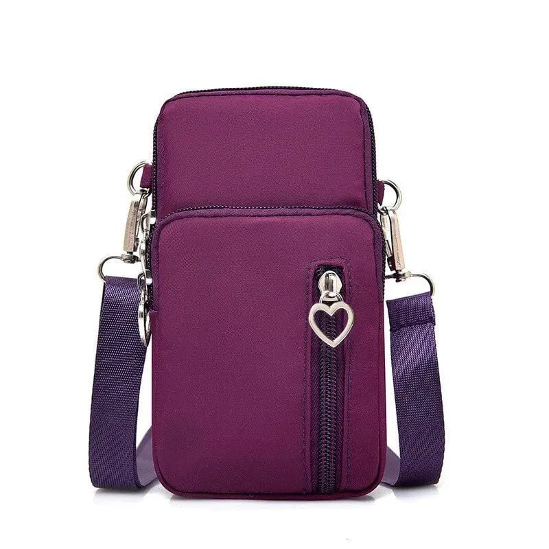 Storazone Mini(Max Length<20cm) / PURPLE Waterproof Mobile Phone Bag Women's Mini Oxford Crossbody Bag Daily Multi-layer Zipper Purse Casual Outdoor Travel Nylon Bag