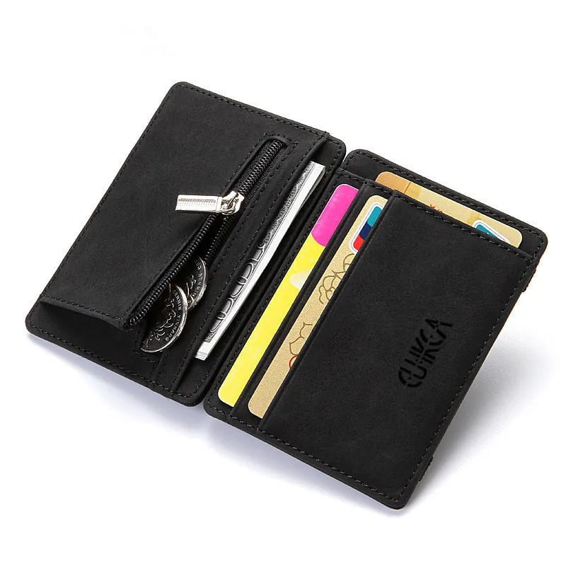 Storazone Mini Men Card Holder Wallets Zipper Coin Pocket Slim Magic Male Wallet Quality PU Leather Credit Bank Card Case Small Men Purses