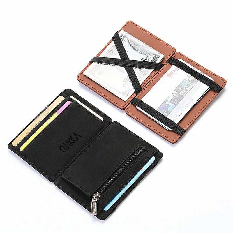 Storazone Mini Men Card Holder Wallets Zipper Coin Pocket Slim Magic Male Wallet Quality PU Leather Credit Bank Card Case Small Men Purses