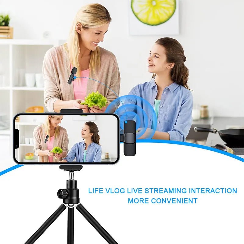 Storazone Mini Portable Wireless Tie Microphone Lavalier Mic For Iphone Android MobilePhone Interview Recording Live Vlog Broadcast Gaming