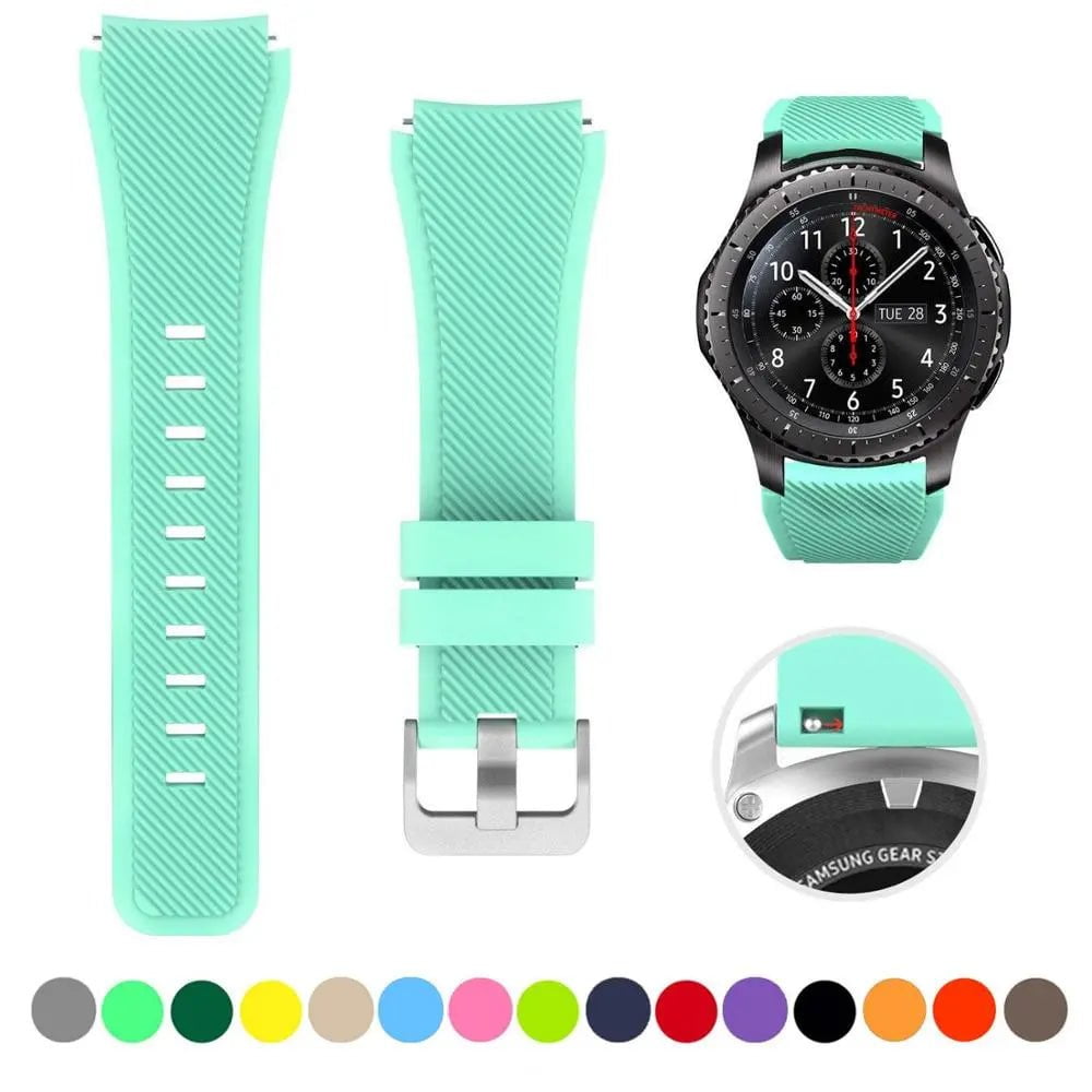 Storazone Mint Green 10 / 22mm / CHINA 20mm 22mm Strap For Samsung galaxy watch4 44mm/40mm 5 pro active 2 Gear s3 Silicone Correa bracelet Huawei Watch gt2/3/2e band