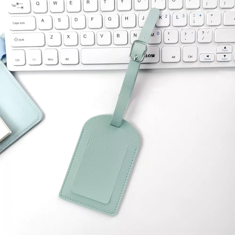Storazone mint Personalize Initials Luggage Tag Custom Letters Men Women Suitcase Name Tag PU Airplane Labels Engrave Logo Travel Accessories