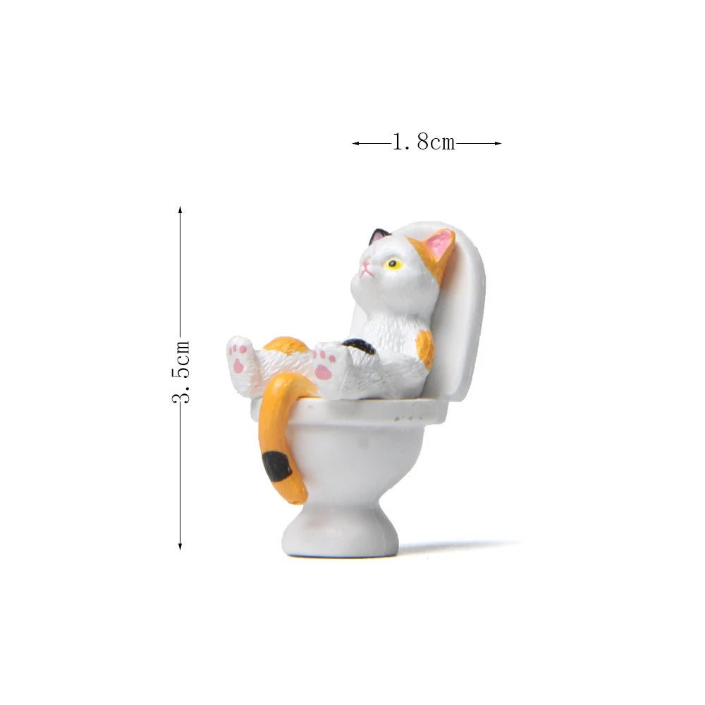 Storazone mixed cat figure 1 Cat on Toilet Resin Home Decoration Action Figure Dollhouse Landscape Accessories Fairy Garden Miniatures Desktop Model Ornament