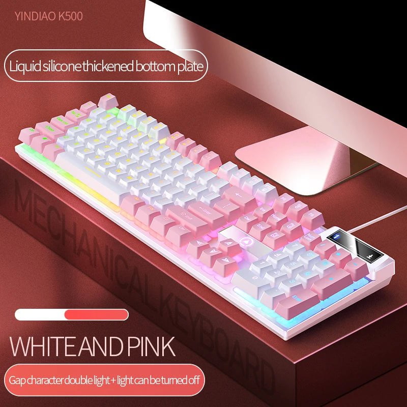 Storazone Mixed light 1 104 Keys Gaming Keyboard Wired Keyboard Color Matching Backlit Mechanical Feel Computer E-sports Peripherals for Desktop Laptop