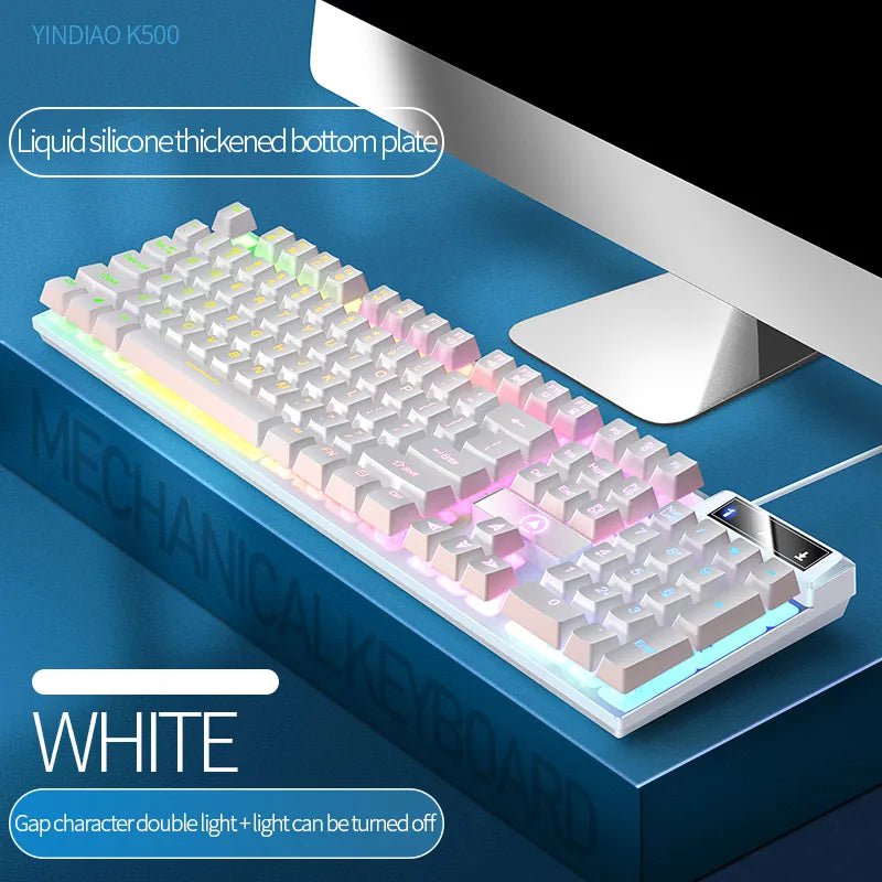 Storazone Mixed light 2 104 Keys Gaming Keyboard Wired Keyboard Color Matching Backlit Mechanical Feel Computer E-sports Peripherals for Desktop Laptop