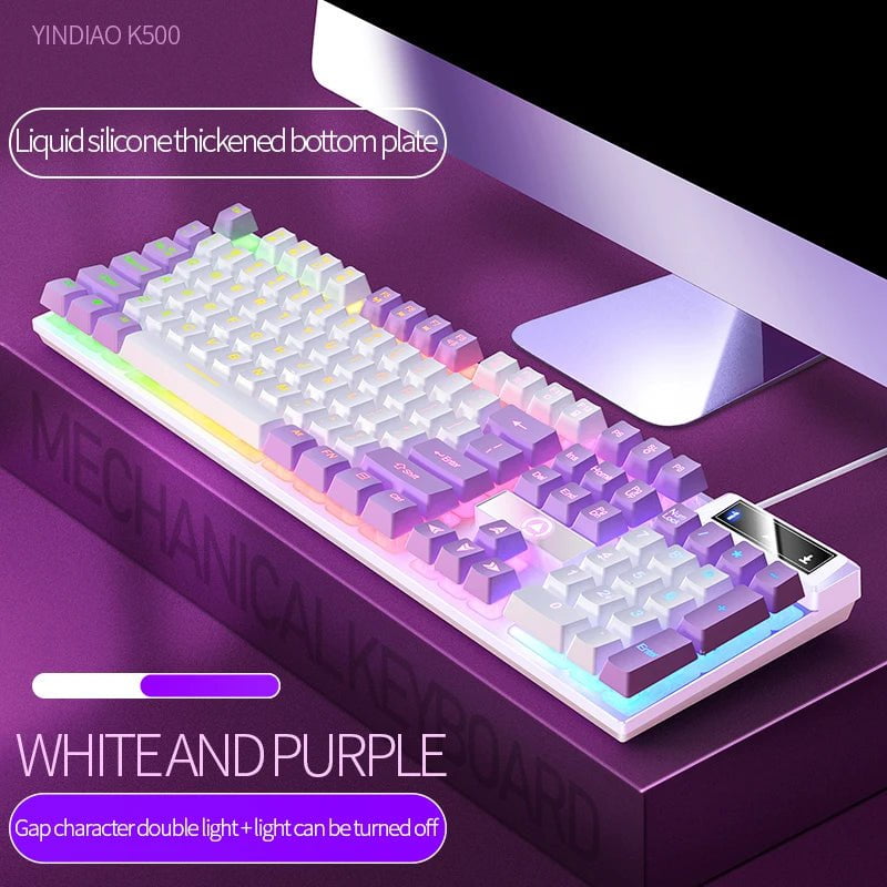 Storazone Mixed light 3 104 Keys Gaming Keyboard Wired Keyboard Color Matching Backlit Mechanical Feel Computer E-sports Peripherals for Desktop Laptop