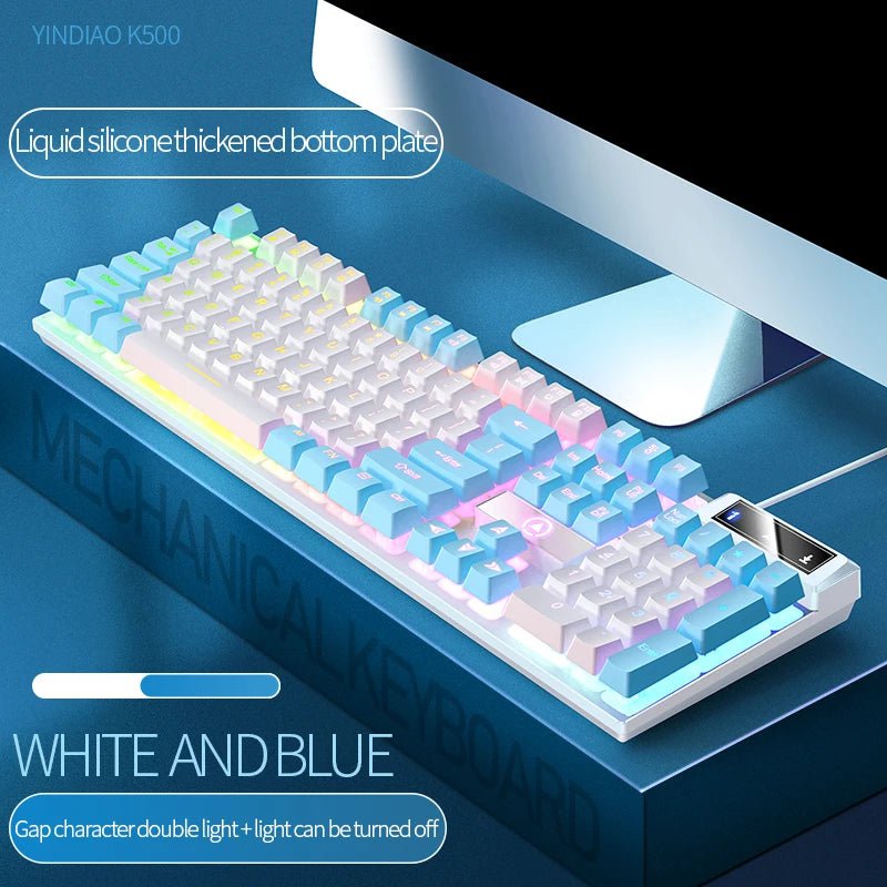 Storazone Mixed light 4 104 Keys Gaming Keyboard Wired Keyboard Color Matching Backlit Mechanical Feel Computer E-sports Peripherals for Desktop Laptop