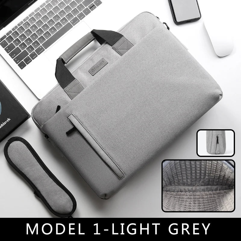 Storazone MODEL 1-LIGHT GREY / 13.3inch Laptop Bag case 13.3 14 15.6 17.3 inch Waterproof Notebook Bag for Macbook Air Pro 13 15 Computer Shoulder Handbag Briefcase Bag