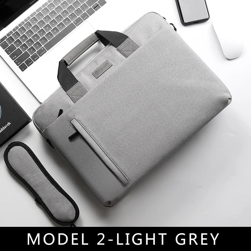 Storazone MODEL 2-LIGHT GREY / 13.3inch Laptop Bag case 13.3 14 15.6 17.3 inch Waterproof Notebook Bag for Macbook Air Pro 13 15 Computer Shoulder Handbag Briefcase Bag