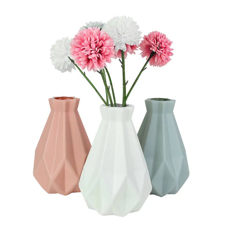 Storazone Modern Flower Vase White Pink Blue Plastic Vase Flower Pot Basket Nordic Home Living Room Decoration Ornament Flower Arrangement