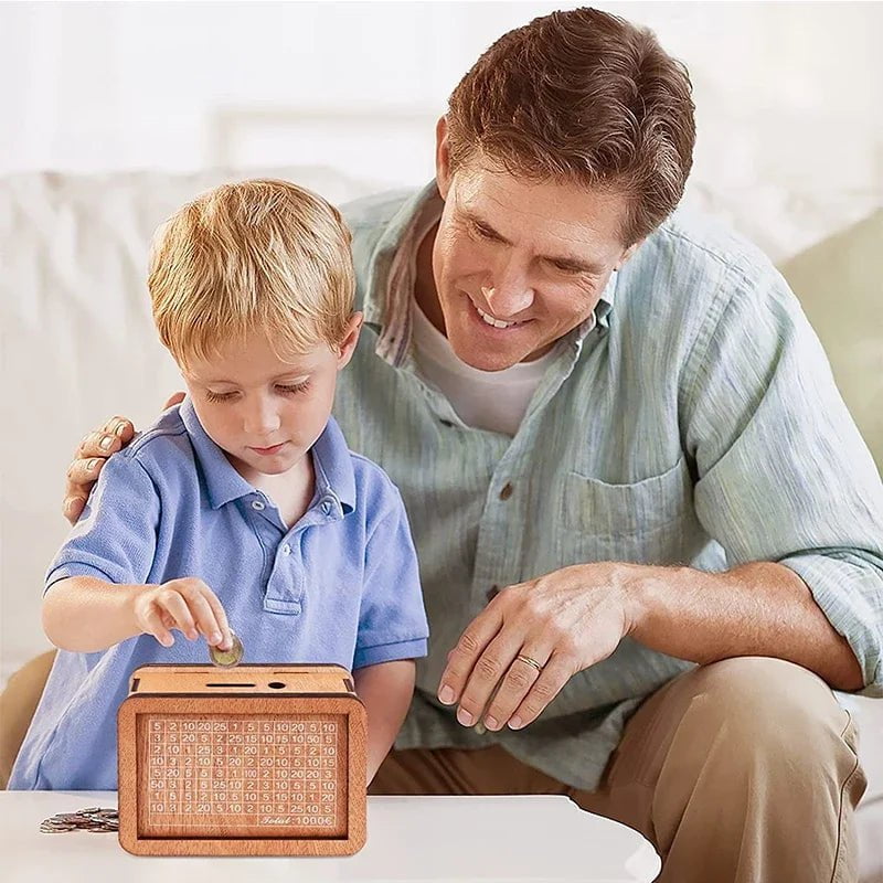 Storazone Money Box, Piggy Bank, Wood Money Bank, Reusable Money Box with Saving Goal and Numbers To Check for Helps The Habit of Saving