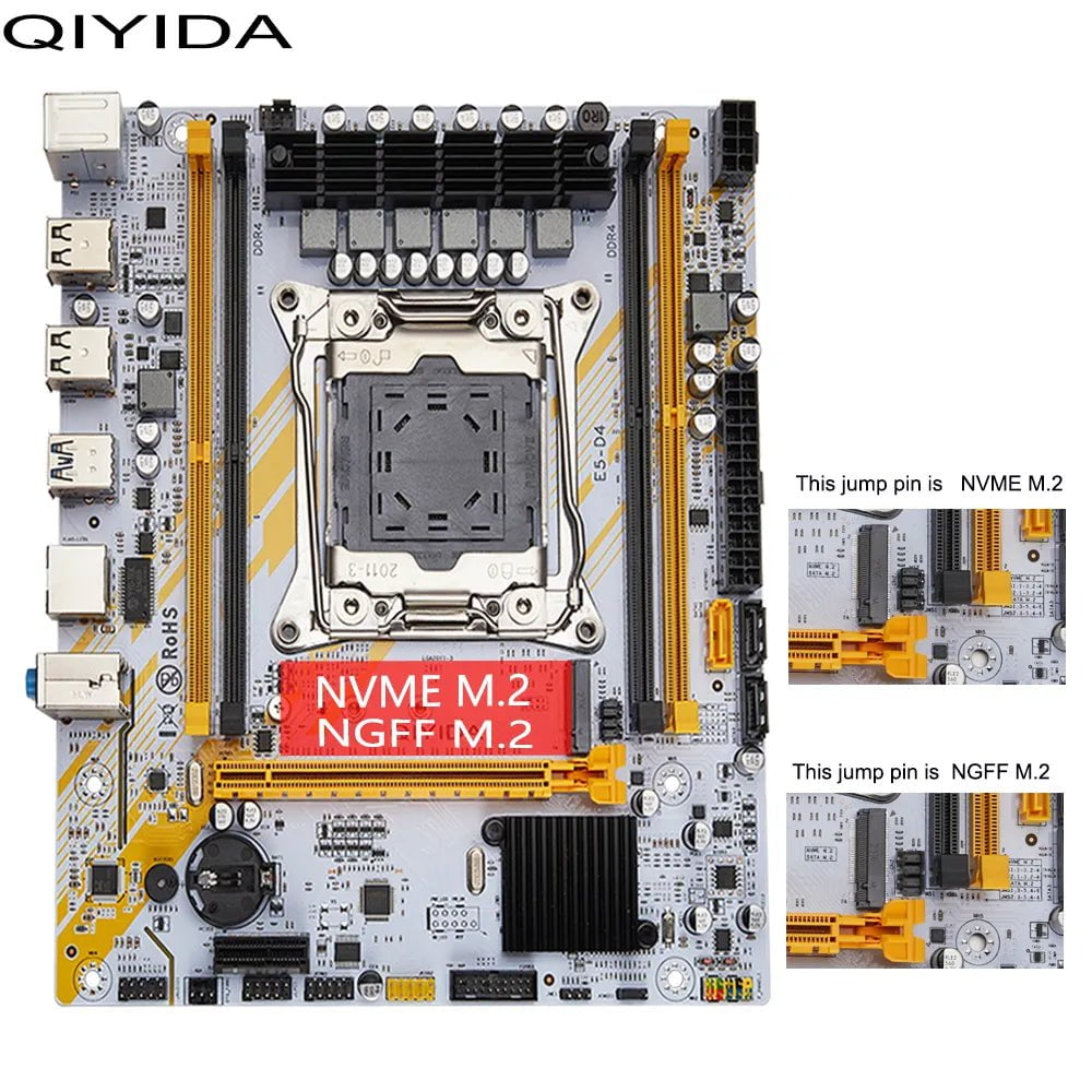 Storazone Motherboard+CPU+RAM QIYIDA X99 Motherboard LGA 2011-3 Set Kit Xeon E5 2680 V4 CPU Processor 32G=2*16G DDR4 REG ECC RAM Memory NAME M.2