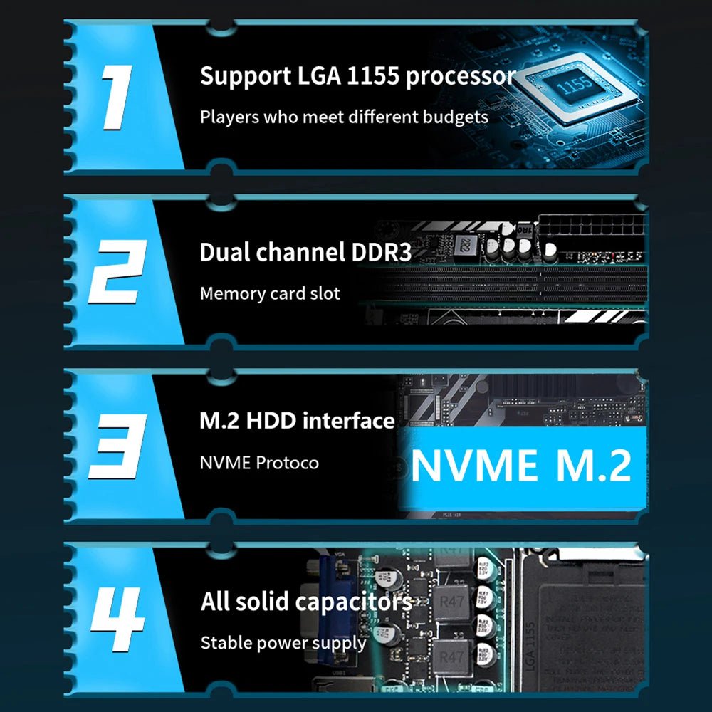 Storazone Motherboards MUCAI H61 Motherboard LGA 1155 Kit Compatible With Intel Core CPUs 2nd And 3rd Generations Supports M.2 NVME SDD