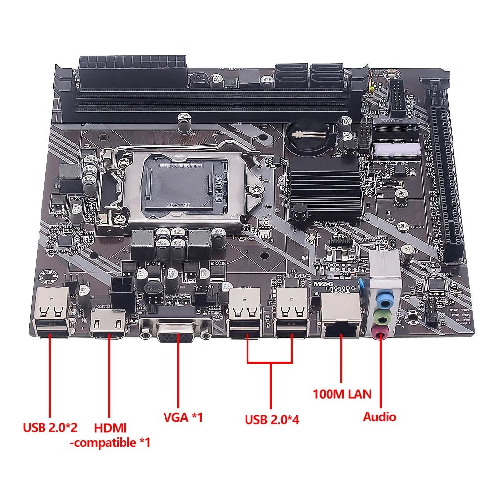 Storazone Motherboards MUCAI H61 Motherboard LGA 1155 Kit Compatible With Intel Core CPUs 2nd And 3rd Generations Supports M.2 NVME SDD