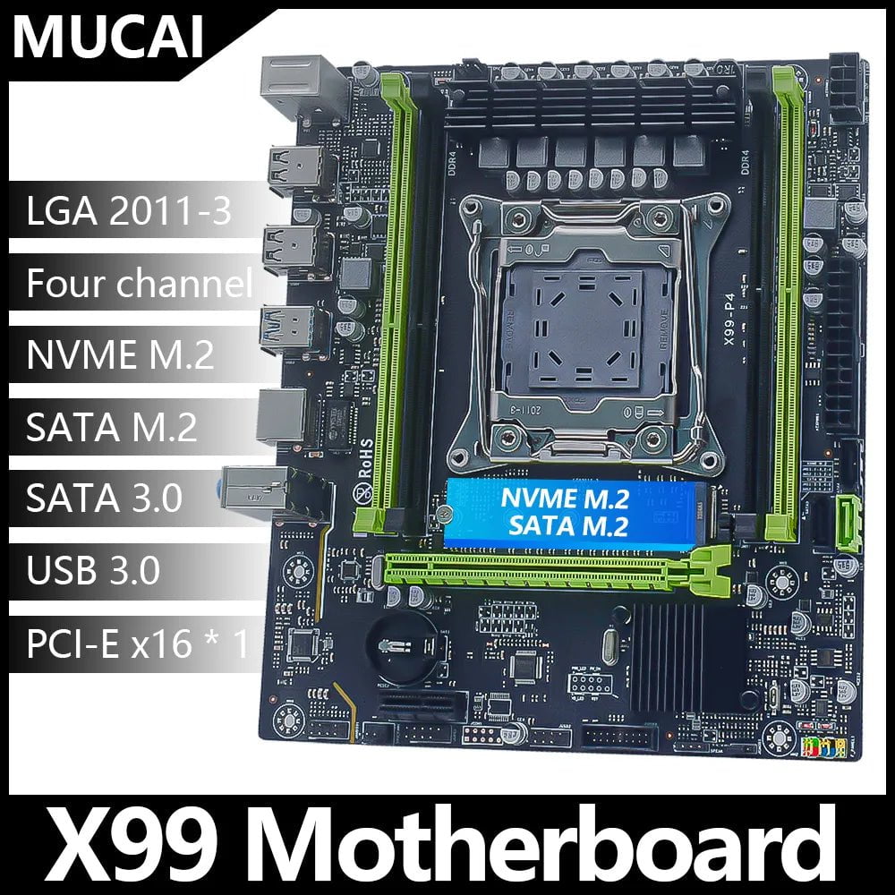 Storazone Motherboards MUCAI X99 P4 Motherboard LGA 2011-3 Supports Intel Xeon processor four channel DDR4 RAM NVME M.2/SATA 3.0