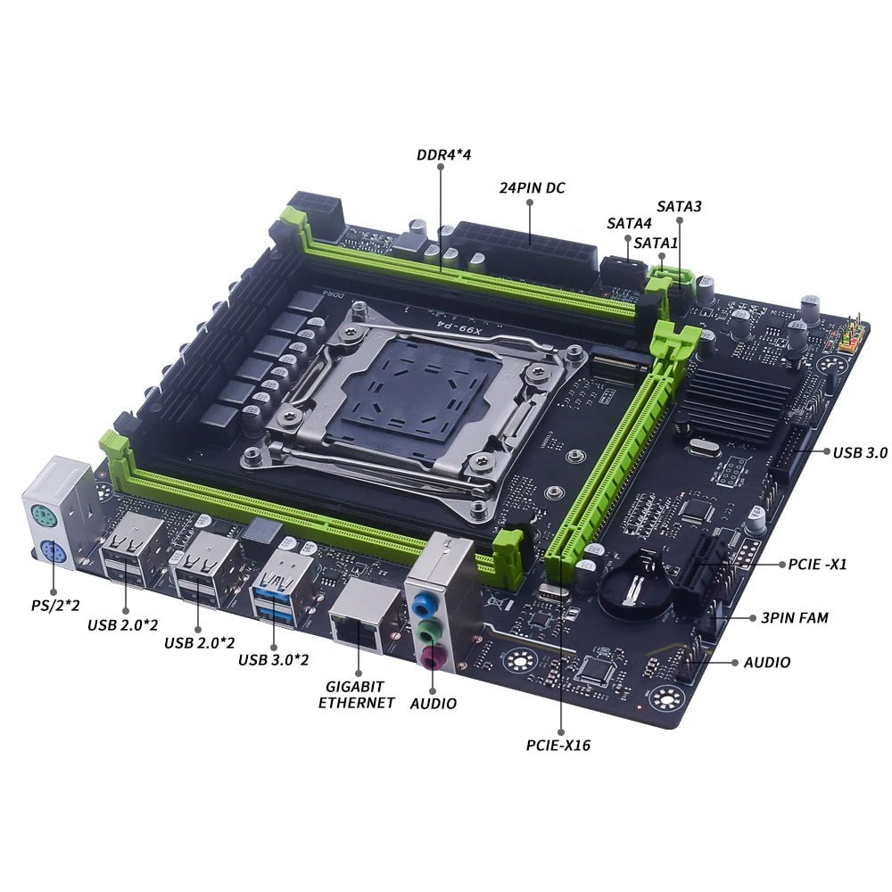 Storazone Motherboards MUCAI X99 P4 Motherboard LGA 2011-3 Supports Intel Xeon processor four channel DDR4 RAM NVME M.2/SATA 3.0