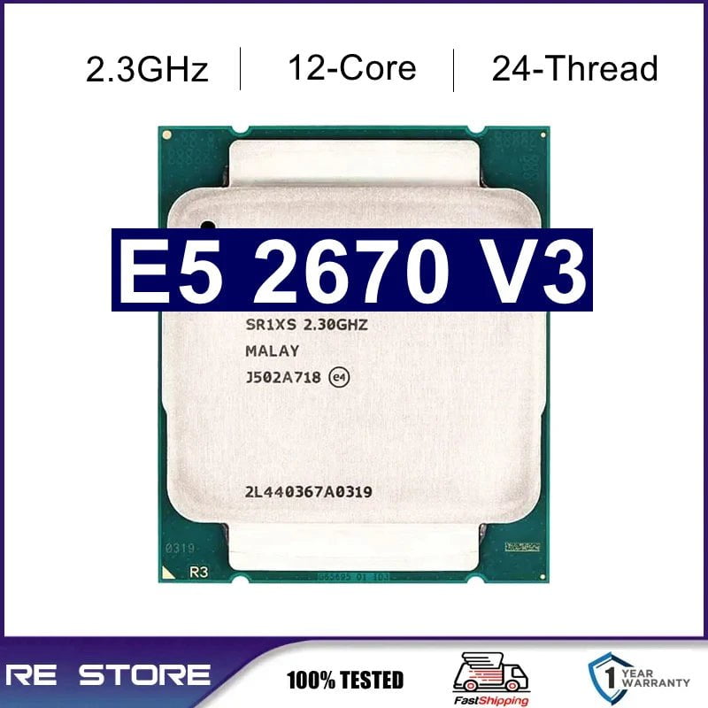 Storazone Motherboards Used Xeon E5 2670 V3 CPU E5-2670V3 SR1XS 2.30GHz 30M 12-CORES LGA 2011-3 processor