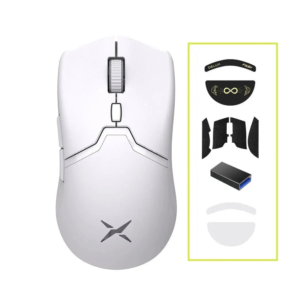 Storazone Mouse Add Accessory Delux M800 PRO PAW3395 Wireless Gaming Mouse Bluetooth Tri-Mode Connection 26000DPI Huano Pink Switches Macro Mice For PC Gamer