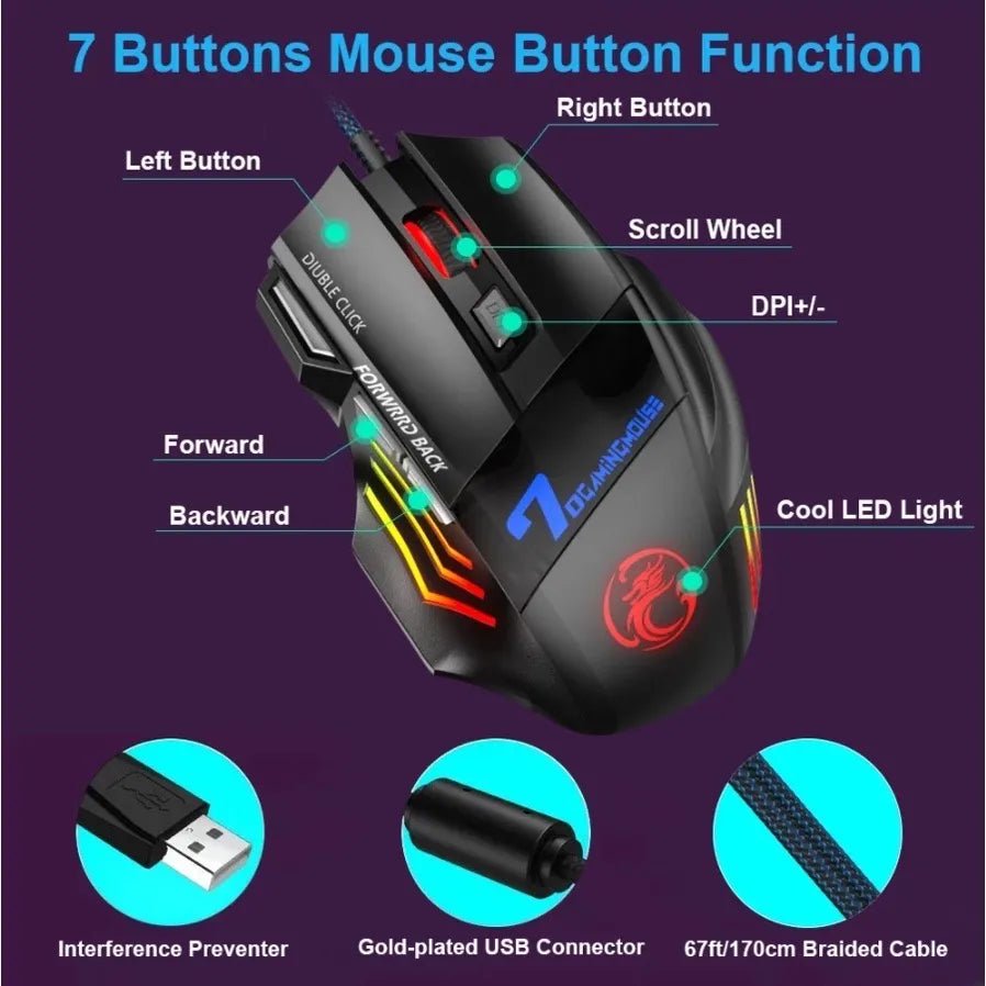 Storazone Mouse Gamer Laser X7 3200dpi Original KAPBOM  Led Usb 7 Botões Profissional KA-617