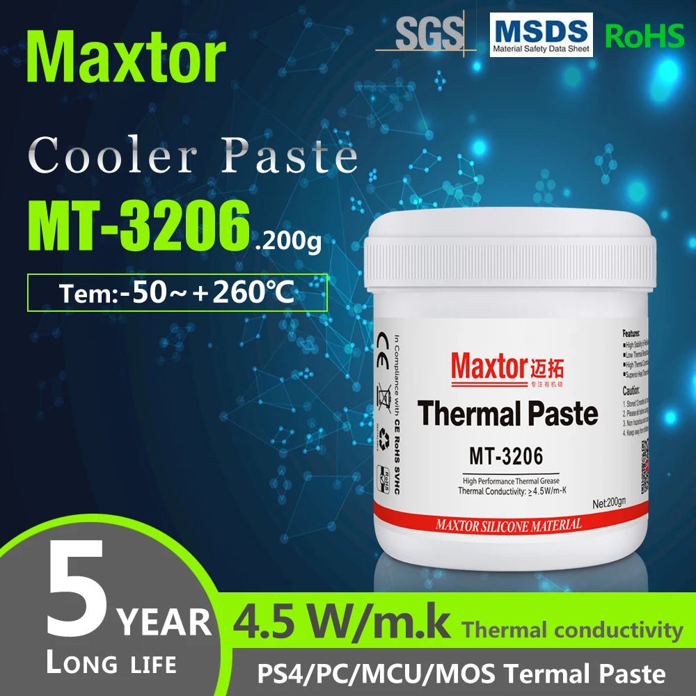 Storazone MT-3206-4.5W(200g) / Russian Federation 11.2W/mk Thermal Paste Maxtor High Performance thermal Conductive Paste for Intel processor PC CPU GPU PS4 Computer 5G Cooling