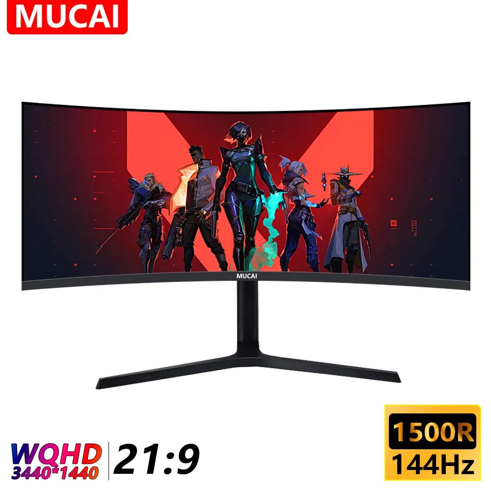 Storazone MUCAI 34 Inch Monitor 144Hz MVA WQHD Desktop Wide Display 21:9 LED Gamer Computer Screen 1500R Curved DP/3440*1440