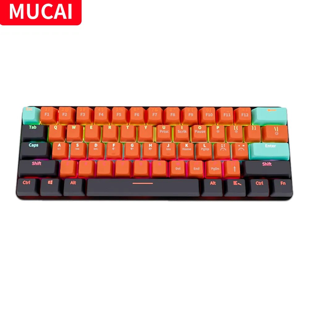 Storazone MUCAI MKA610 USB Mini Mechanical Gaming Wired Keyboard Red Switch 61 Key Gamer for Computer PC Laptop Detachable Cable