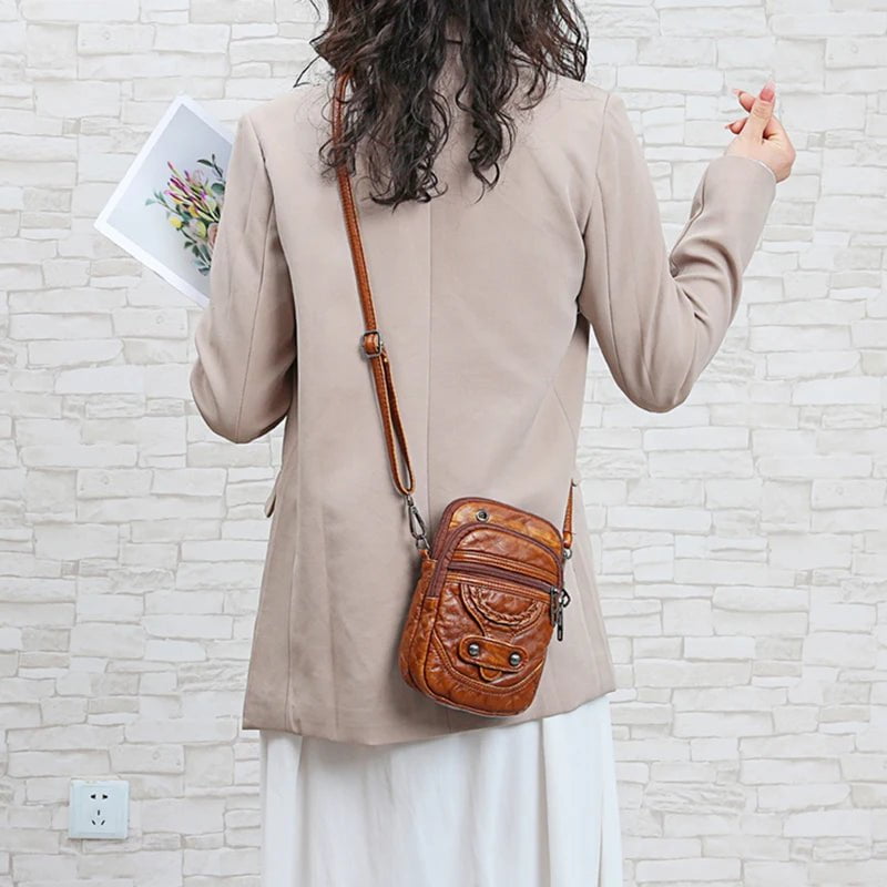 Storazone Multi-Functional Soft PU Leather Small Shoulder Bag For Women Vintage Crossbody Bag Cash Purse Cell phone Baga Handbag Purse