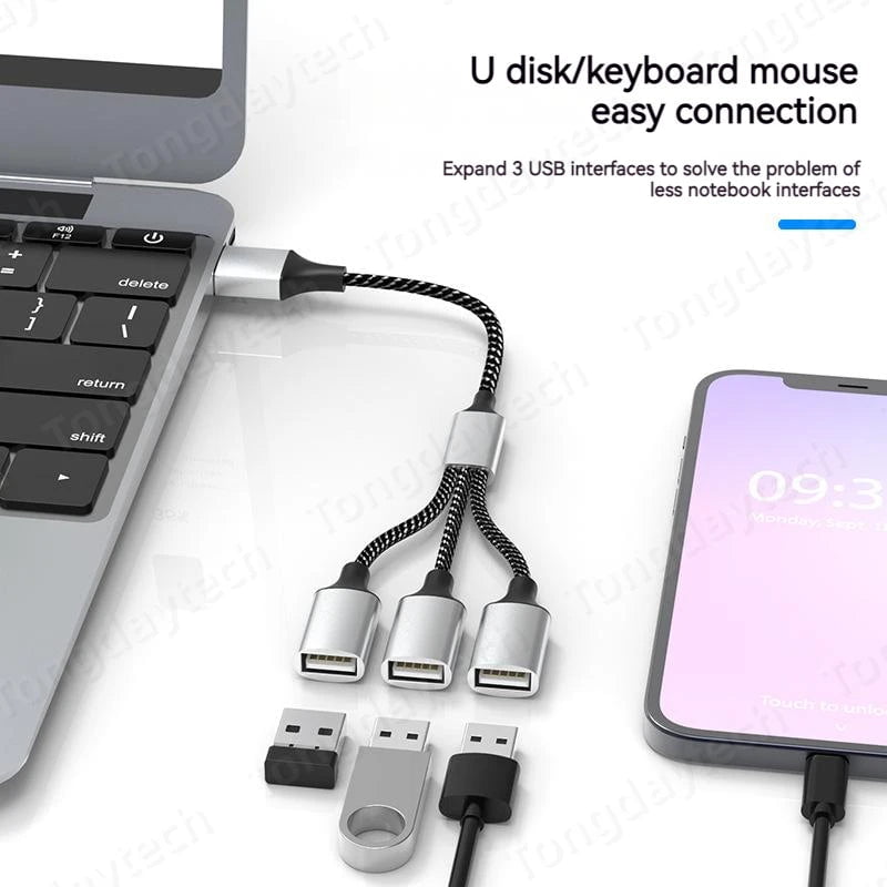 Storazone Multi USB Hub Extensions 4 Port Type C Hub USB Splitter Fast Data Transmission OTG Adapter For Computer Xiaomi Macbook Pro Air