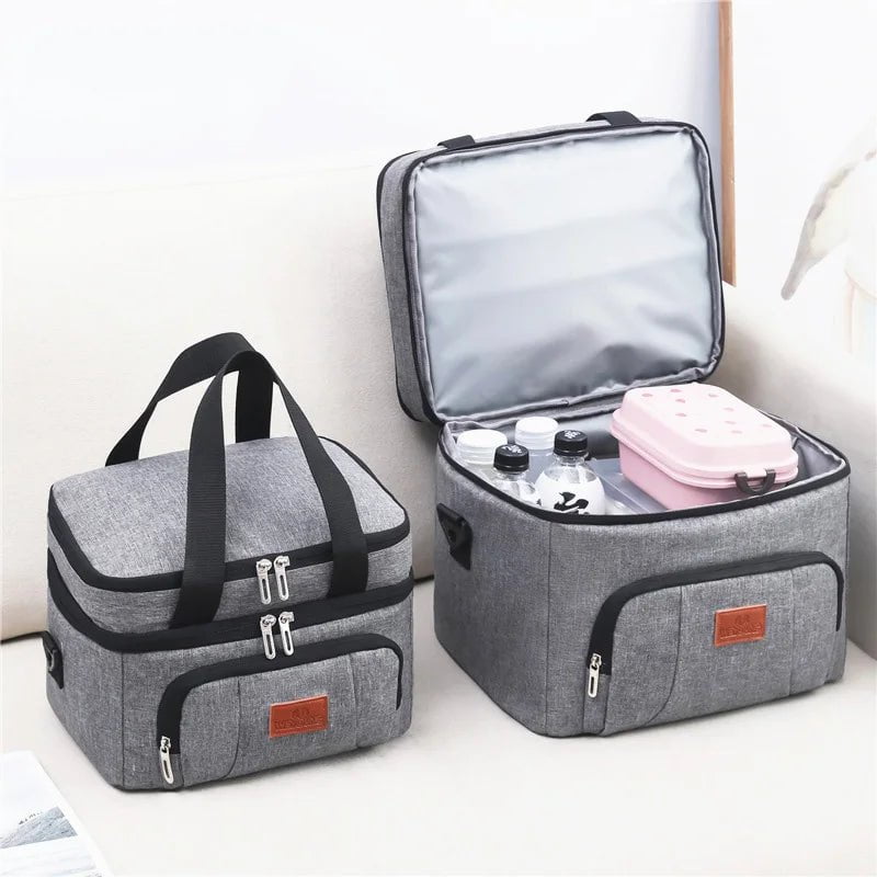 Storazone Multifunctional Double Layers Tote Cooler Lunch Bags for Women Men Large Capacity Travel Picnic Lunch Box with Shoulder Strap