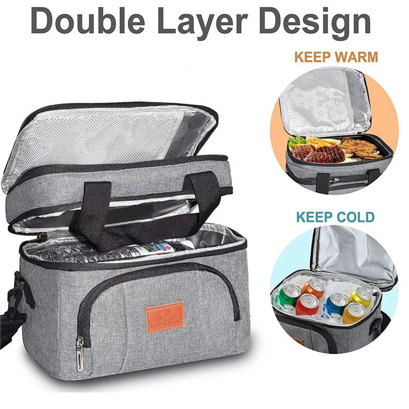 Storazone Multifunctional Double Layers Tote Cooler Lunch Bags for Women Men Large Capacity Travel Picnic Lunch Box with Shoulder Strap