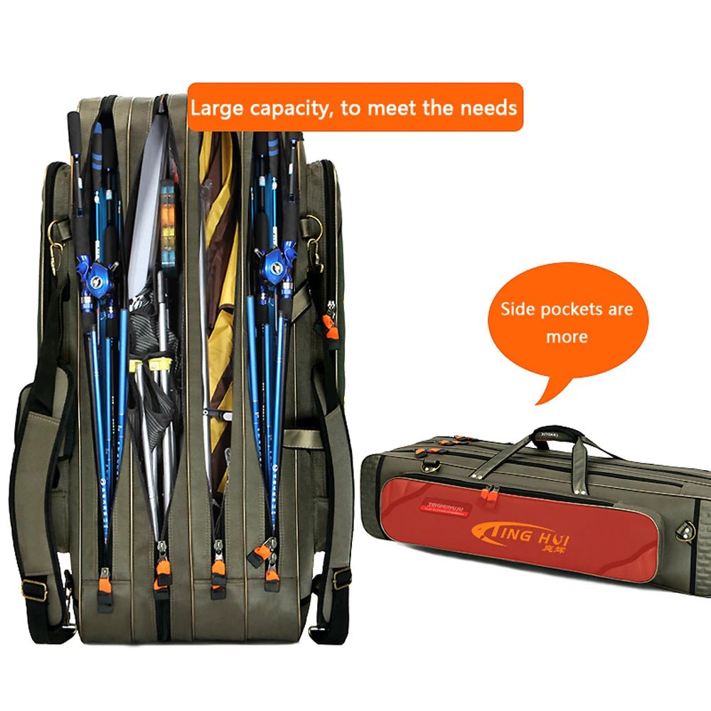 Storazone Multifunctional Hard Spinning Fishing Rod Bag 2/3/4 Layers 80CM-130CM Fishing Tackle Bags 1680D Oxford Reel Gear Storage Case