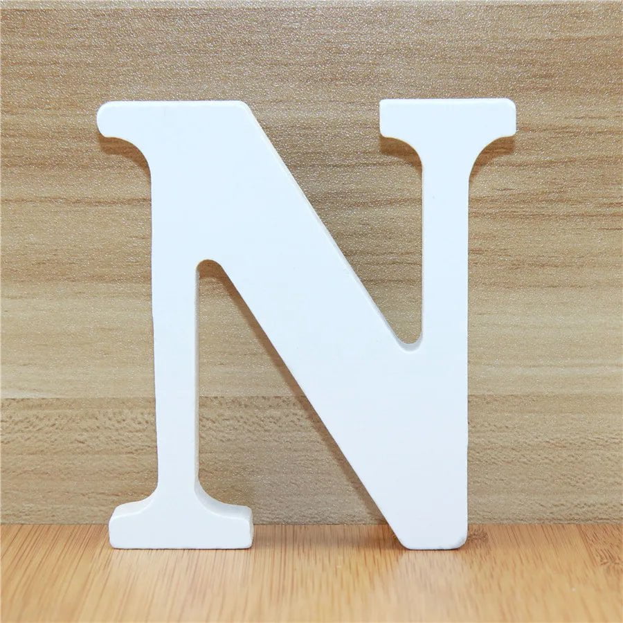 Storazone N / 10cm 1pc 10CM Wood Wooden Letters White Alphabet Wedding Birthday Party Diy Home Decorations Personalised Name Design 3.94 Inches