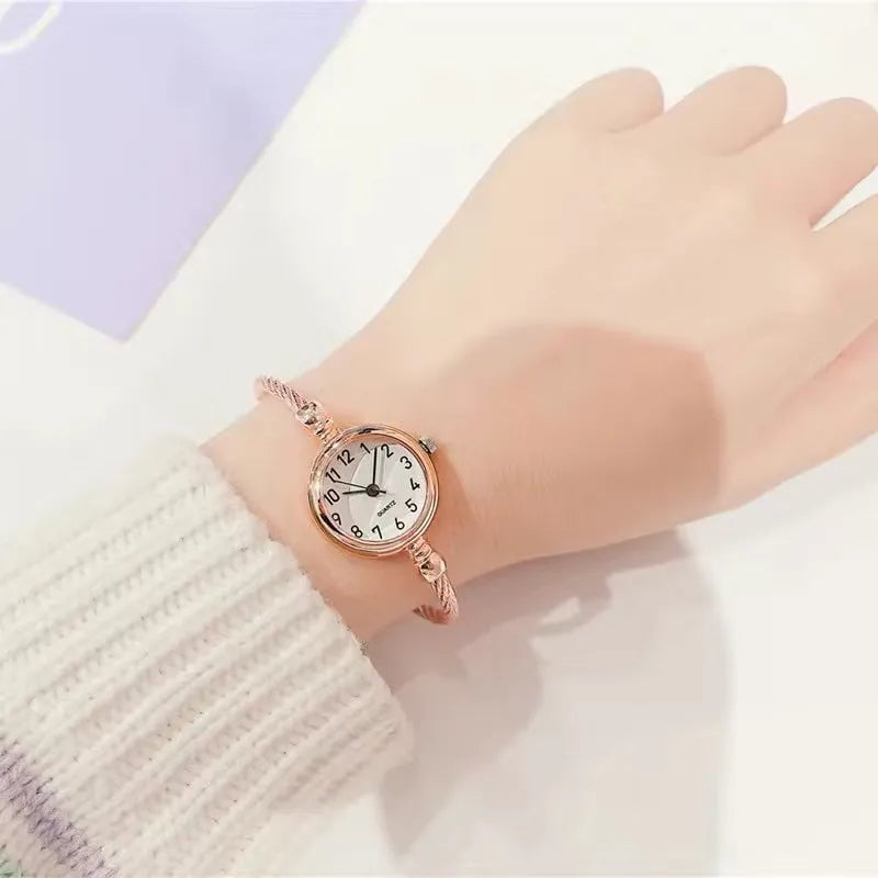 Storazone N- Rose Gold-white YIKAZE Women Watches Small Gold Bangle Bracelet Watch Stainless Steel Retro Ladies Quartz Wristwatch Clock Fashion Dress Watch