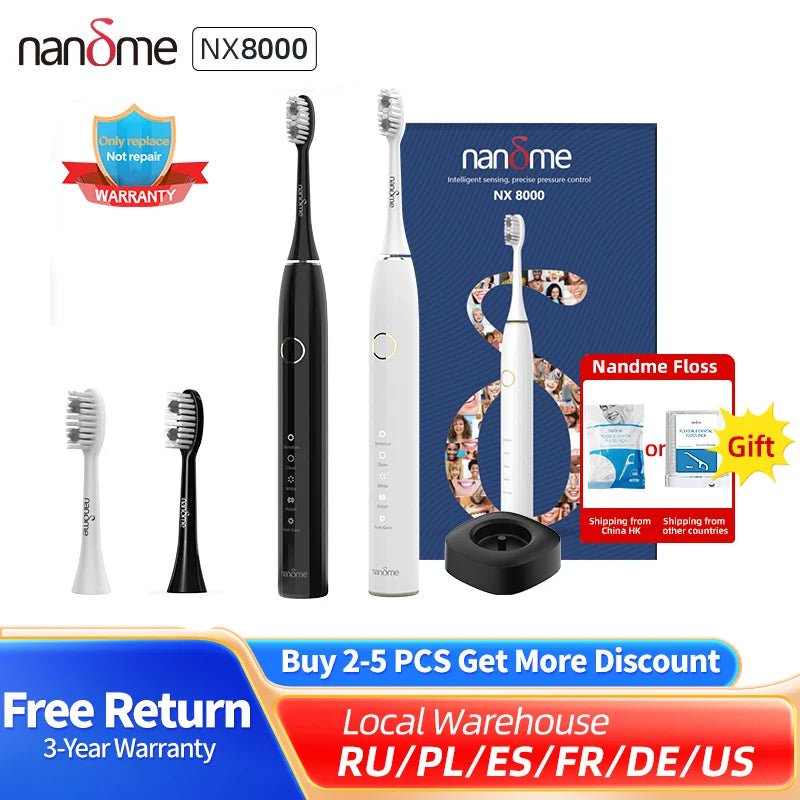 Storazone Nandme NX7000 NX8000 Smart Sonic Electric Toothbrush IPX7 Rechargeable Ultrasound Tooth Brush Ultrasonic Teethbrush