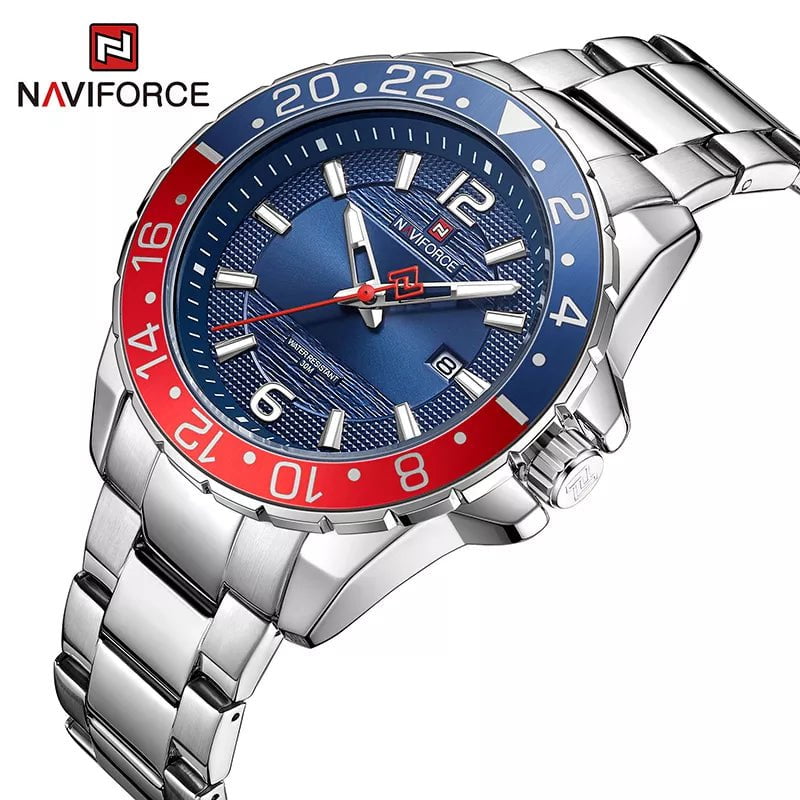 Storazone Naviforce Casual Brand Men's Watch Stainless Steel Sports Watch for Men Quartz Date Clock with Luminous Hands Relogio Masculino